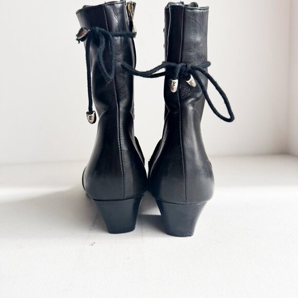Emmedieci Buttery Soft Black Leather Antique Style Booties w Wool Lining 38.5 - Picture 3 of 8